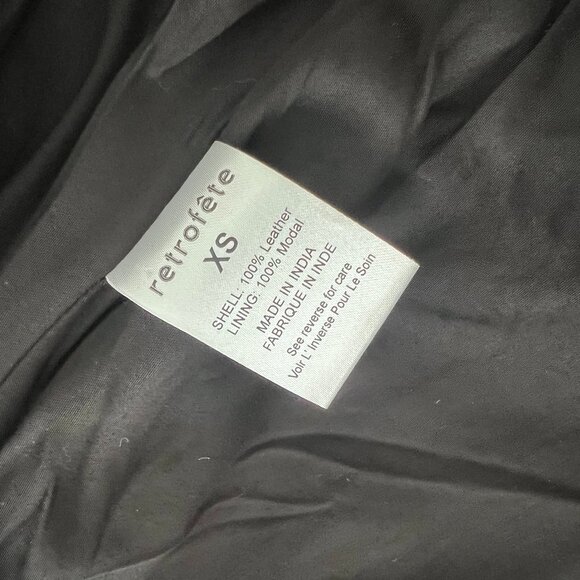 NWT Retrofête Tai Leather Jacket Black/Silver Puff Sleeve XS - Picture 10 of 13